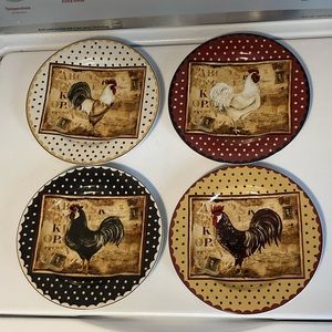 Retro rooster plates
